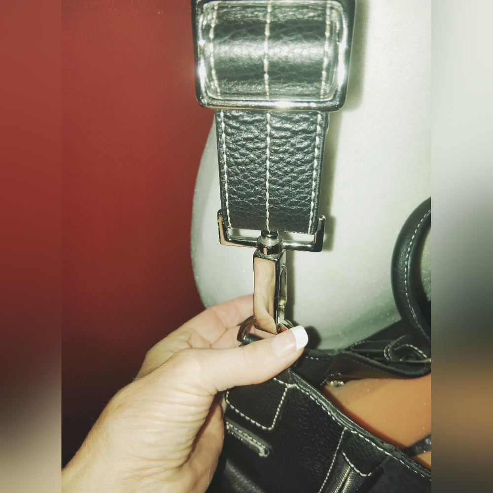 HUGE Lambertson Truex Black Suede Leather Bag Tote Overnight Laptop EXCELLENT - Picture 2 of 9